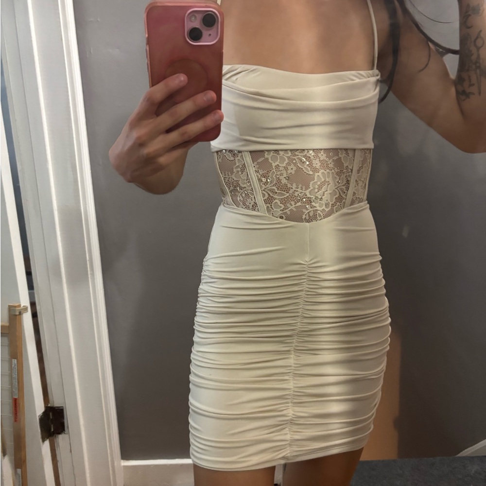 Lucy in the Sky Cream Lace Panel Dress